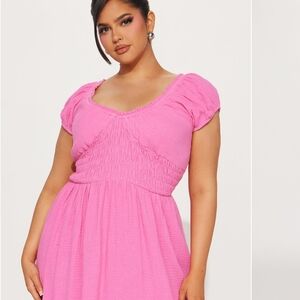Leah Gauze Maxi Pink Short Sleeve Dress
